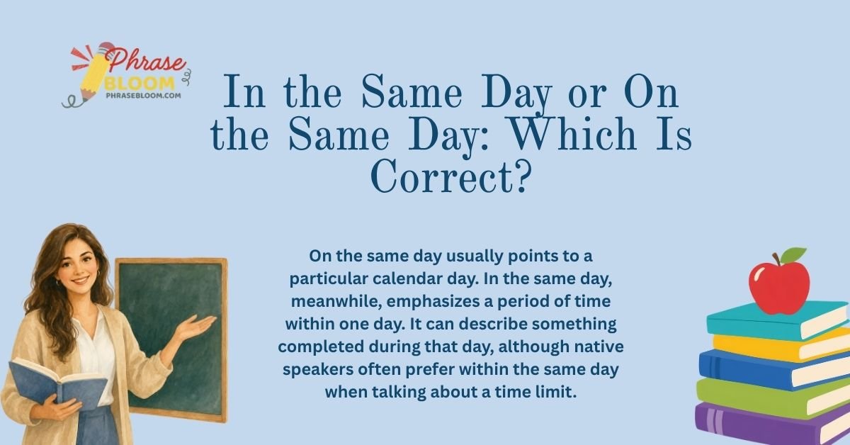 In the Same Day or On the Same Day Which Is Correct