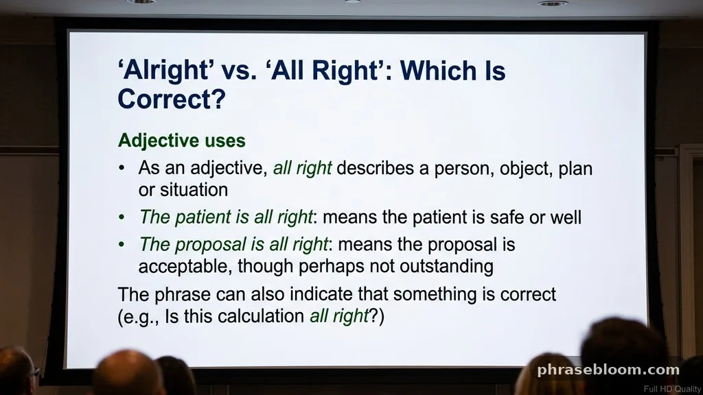 Adjective uses - Alright vs All Right: Which Is Correct?