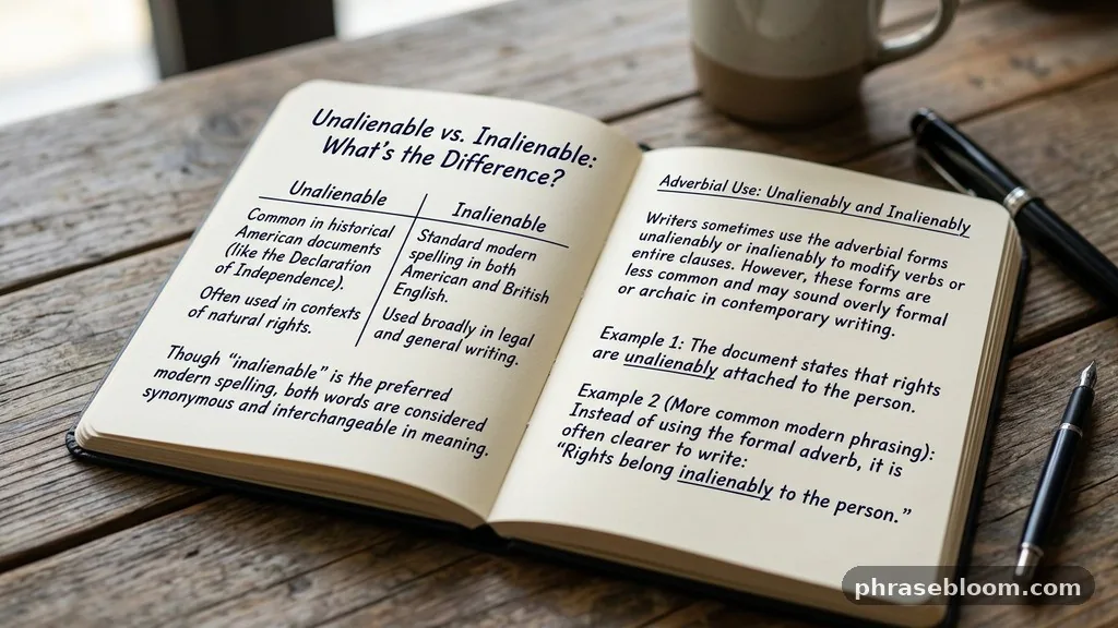 Adverbial use - Unalienable vs Inalienable: What’s the Difference?