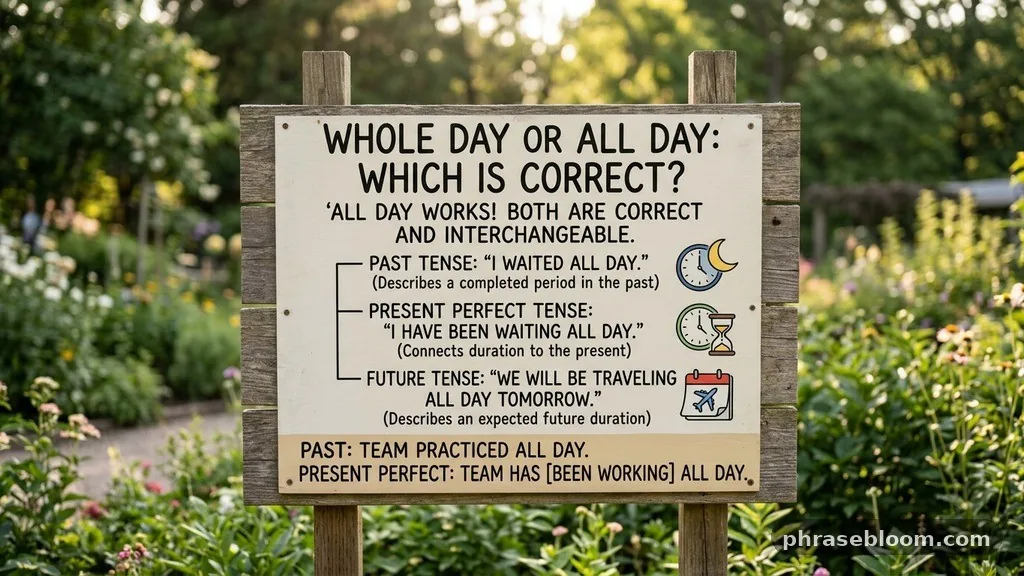 All day and verb tense - Whole Day or All Day: Which Is Correct?