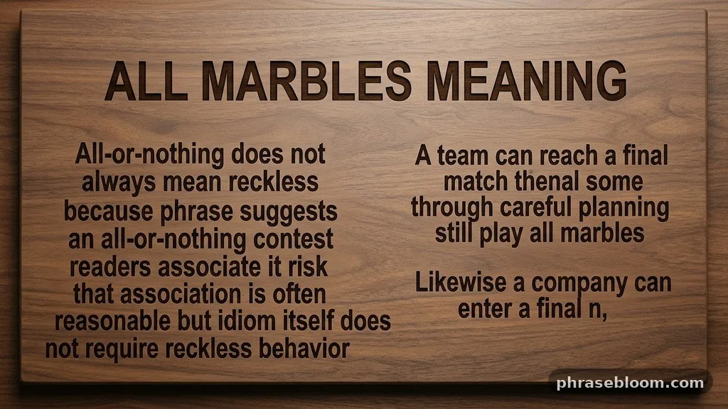 All-or-nothing does not always mean reckless - For All the Marbles: Meaning and Examples