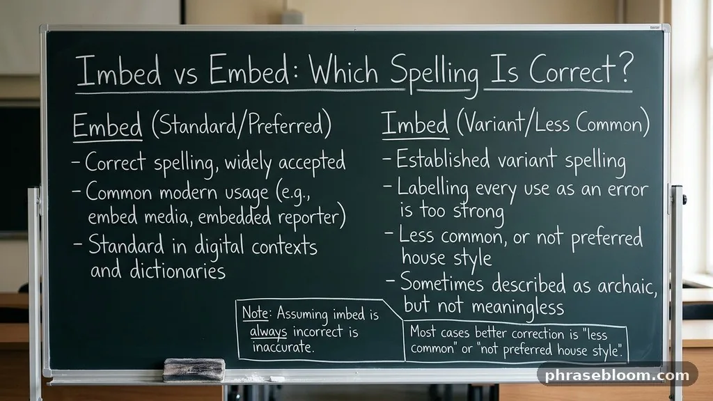 Assuming imbed is always incorrect - Imbed vs Embed: Which Spelling Is Correct?
