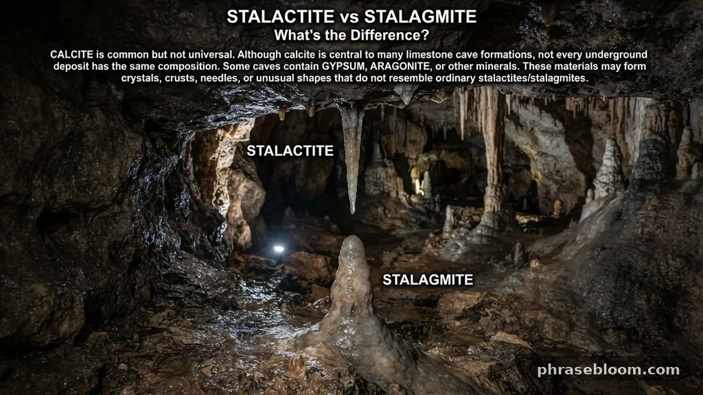 Calcite is common, but not universal - Stalactite vs Stalagmite: What’s the Difference?