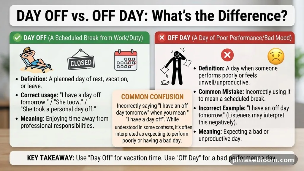 Common Confusions and Incorrect Substitutions - Day Off vs Off Day: What’s the Difference?