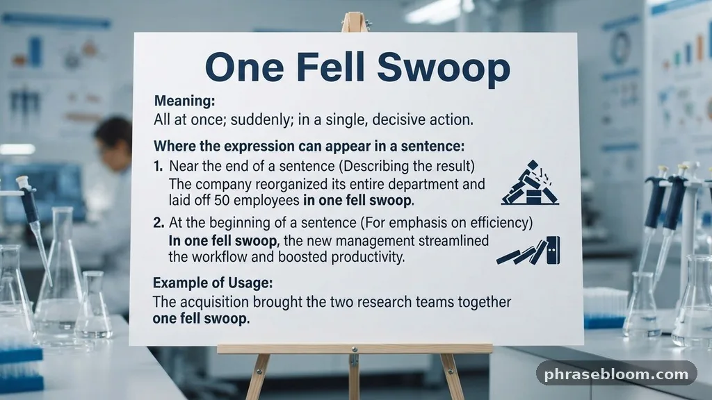 Common Sentence Positions - One Fell Swoop: Meaning and Examples
