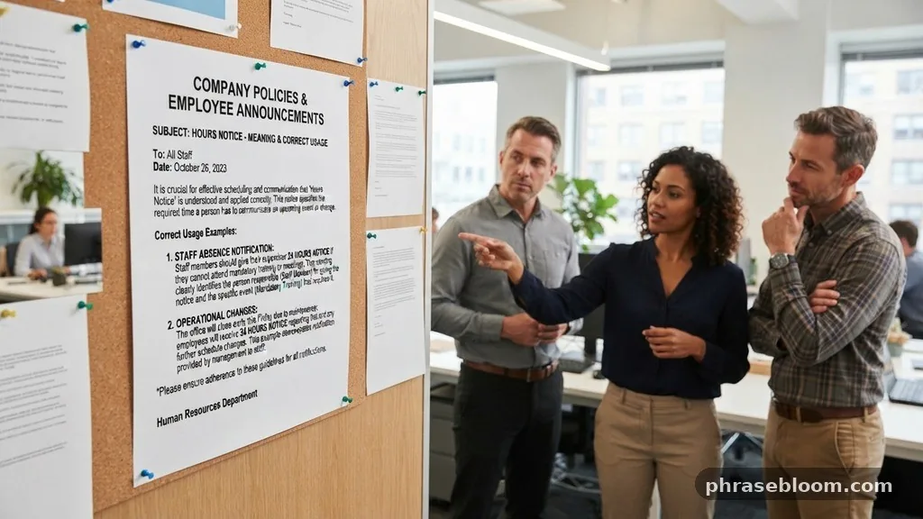 Company policies and employee announcements - 24 Hours’ Notice: Meaning and Correct Usage