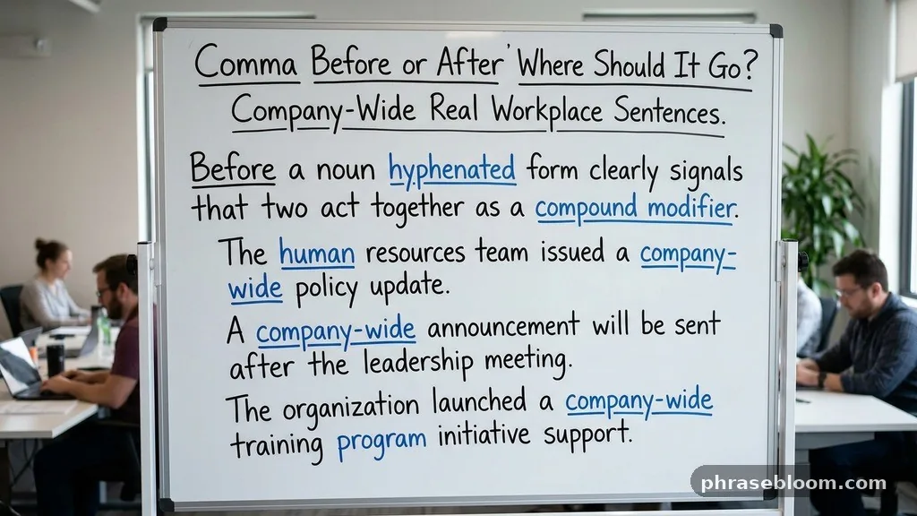 Company-Wide in Real Workplace Sentences - Comma Before or After: Where Should It Go?