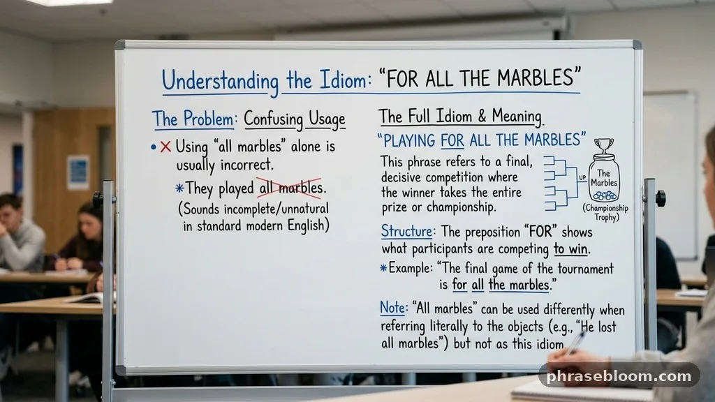 Confusing “for all the marbles” with “all the marbles” - For All the Marbles: Meaning and Examples