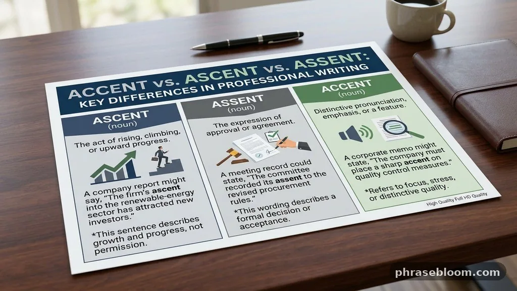 Examples in professional writing - Accent vs Ascent vs Assent: Key Differences