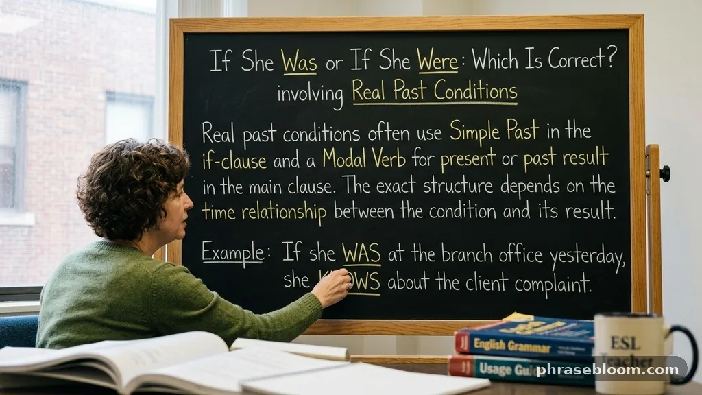 Examples involving real past conditions - If She Was or If She Were: Which Is Correct?