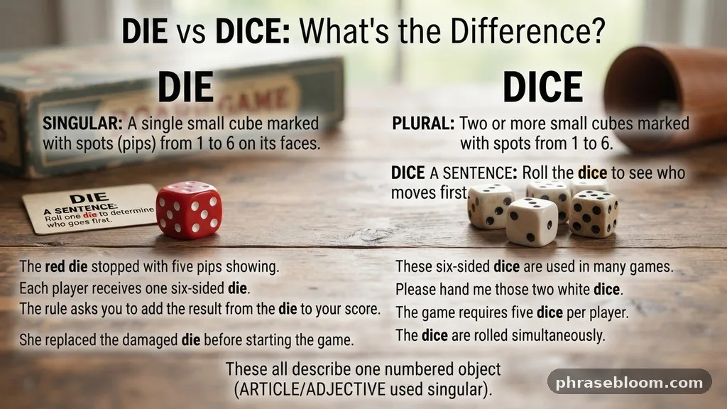 Examples of Die in a Sentence - Die vs Dice: What’s the Difference?