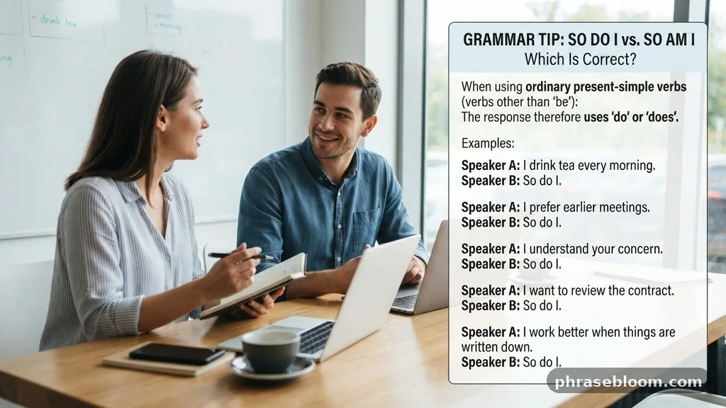 Examples with ordinary present-simple verbs - So Do I vs So Am I: Which Is Correct?