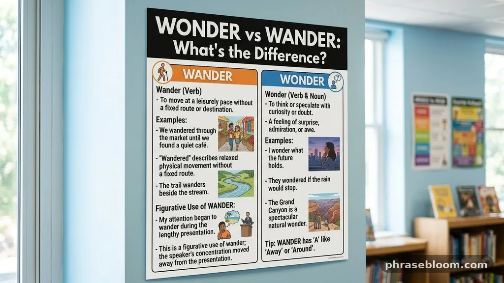 Examples with wander - Wonder vs Wander: What’s the Difference?