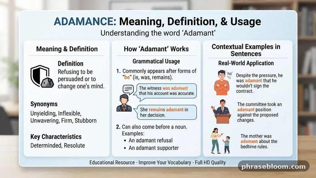 How “adamant” works - Adamance Meaning: Definition and Usage