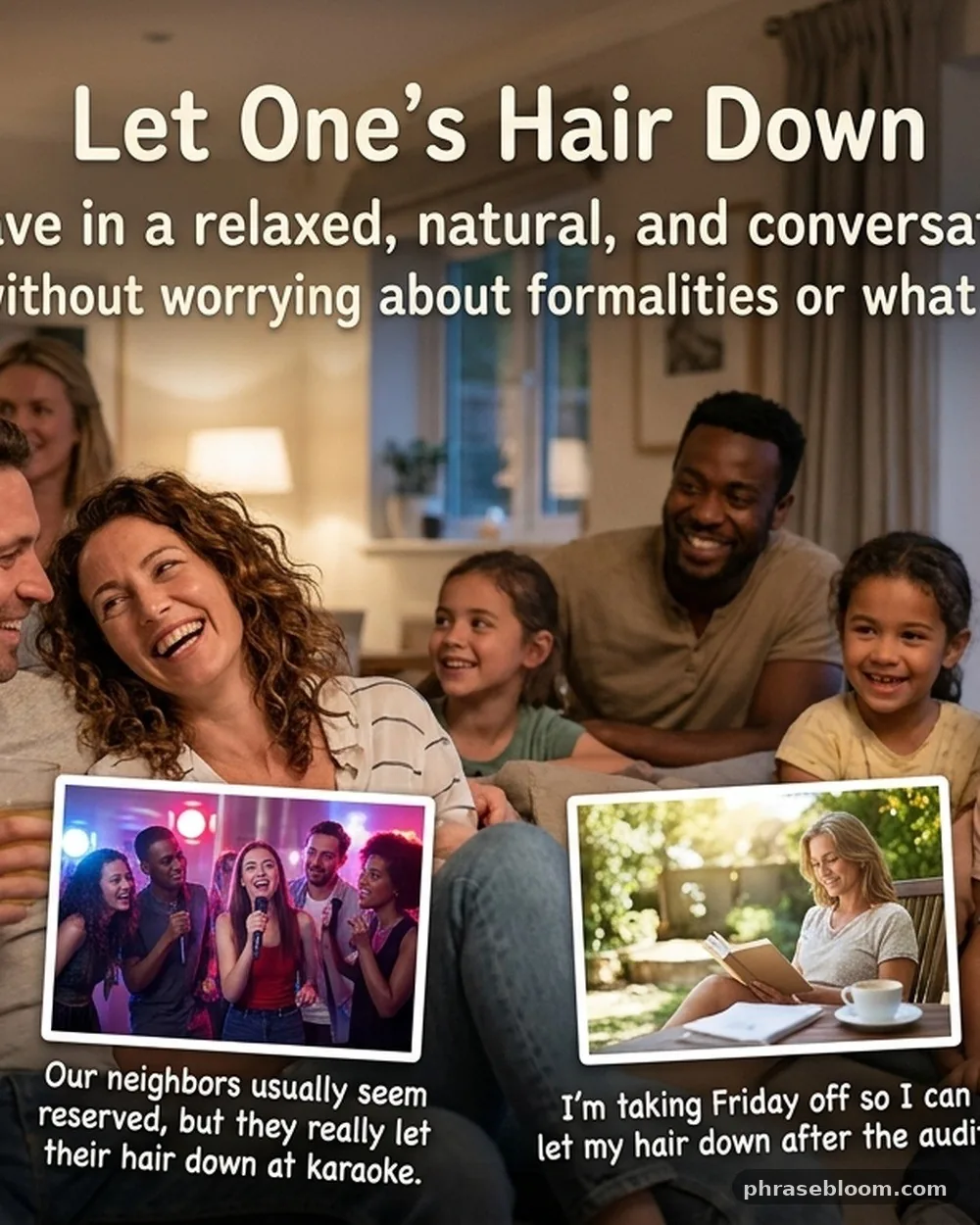 Natural conversational examples - Let One’s Hair Down: Meaning and Examples