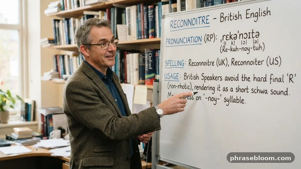 Reconnoiter pronunciation in British English - Reconnoiter: Meaning, Pronunciation, and Usage