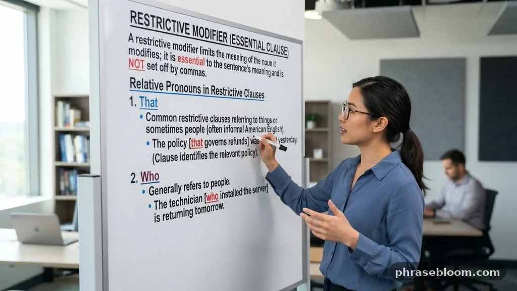 Relative pronouns in restrictive clauses - Restrictive Modifier: Definition and Examples