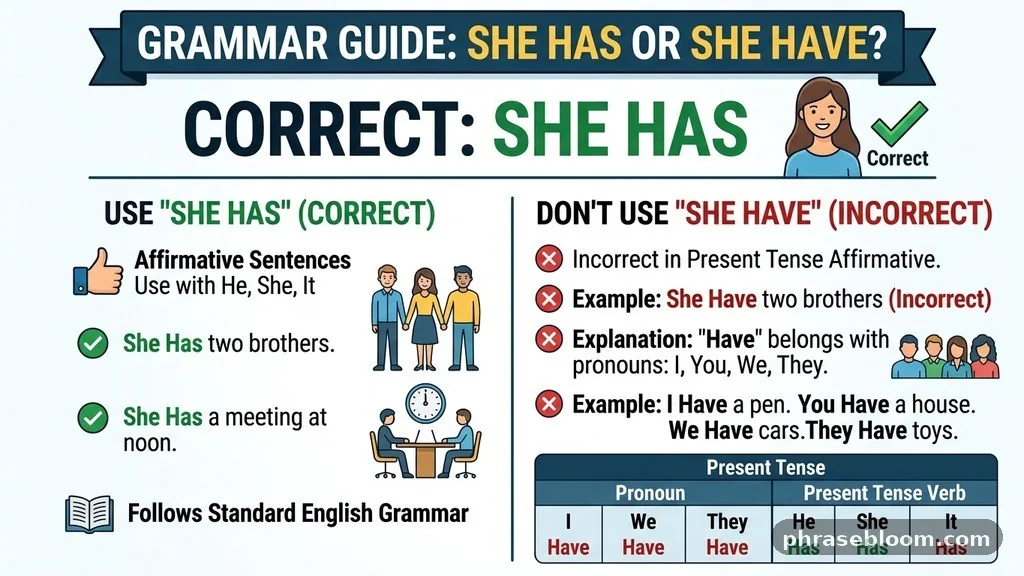 She Has or She Have: The Direct Answer - She Has or She Have: Which Is Correct?