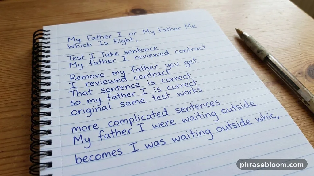 Test for “I” - My Father and I or My Father and Me: Which Is Right?