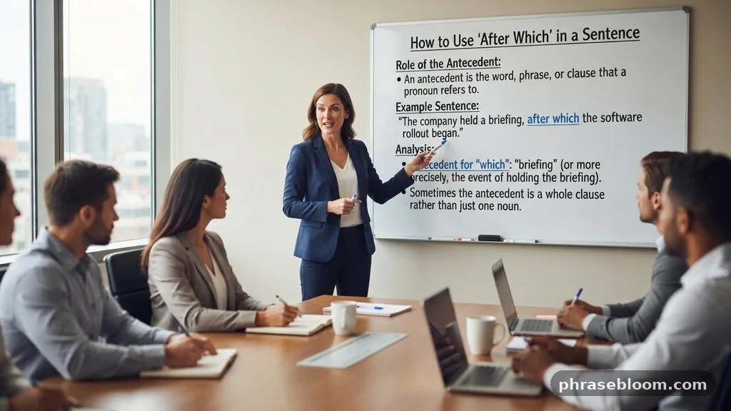 The role of the antecedent - How to Use “After Which” in a Sentence