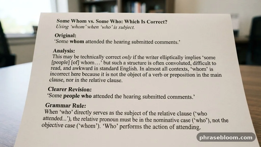 Using “whom” when “who” is the subject - Some of Whom vs Some of Who: Which Is Correct?