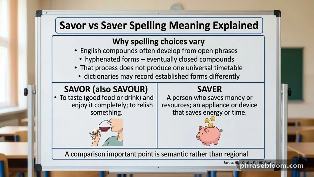 Why spelling choices vary - Savor vs Saver: Spelling and Meaning Explained