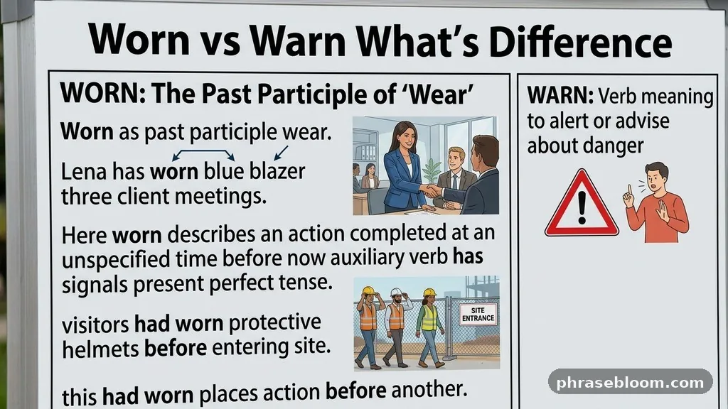 Worn as the past participle of wear - Worn vs Warn: What’s the Difference?